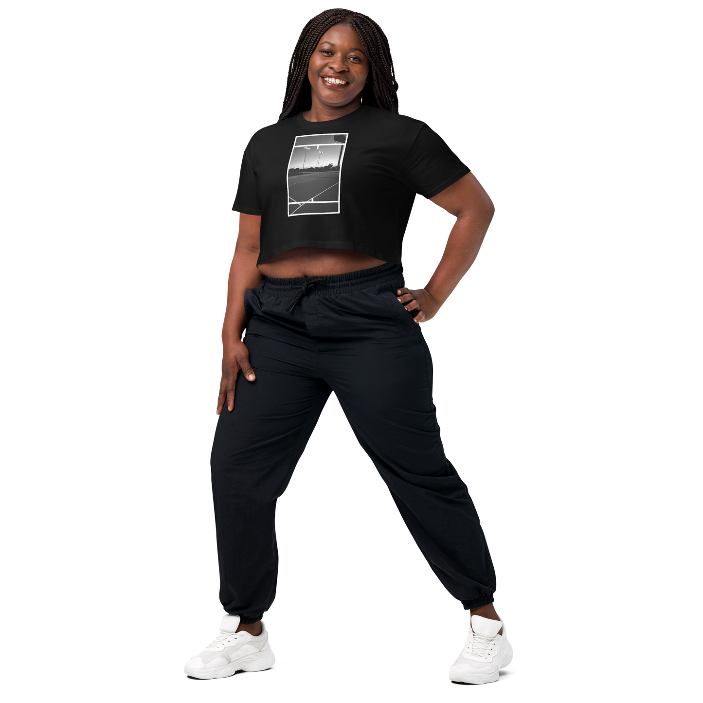 Women's B&W Court Cropped Tee